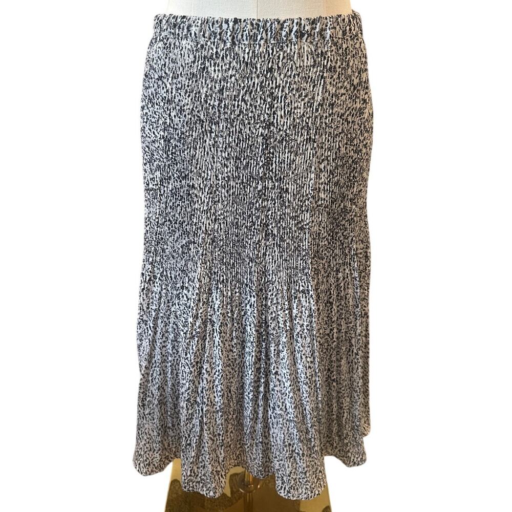 Banana Republic Accordion Style Printed Midi Skirt – Black White, Small, Lined